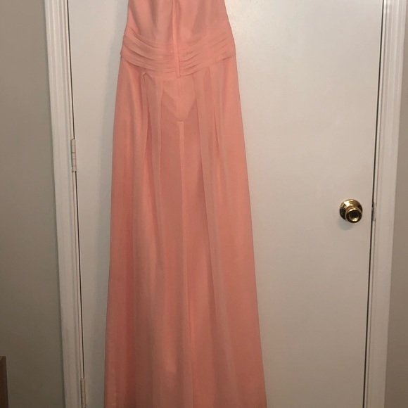 Strapless Crinkle Chiffon Dress with Cascade Skirt - Picture 3 of 5